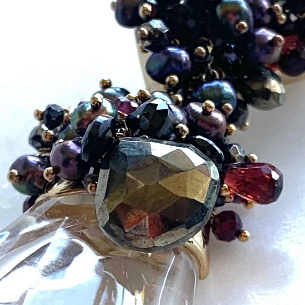 Alexis Bittar Coveteur Huge Hand Lucite pearls Gemstones One Statement Earring - Picture 5 of 16